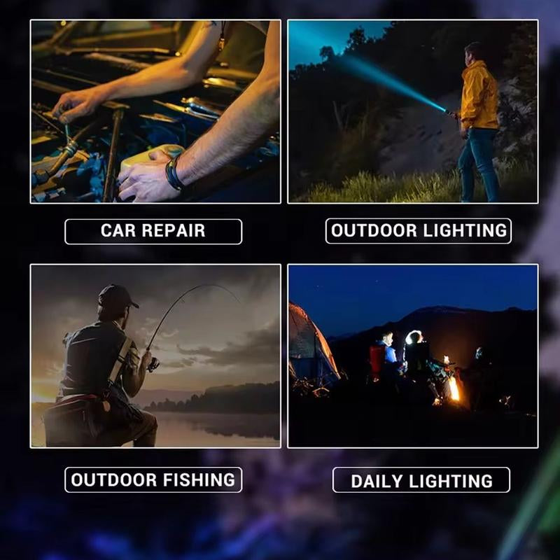 Laser Flashlight High Lumens Rechargeable 1 Pack/2 Pack, Super Bright Led Flashlights with 7 Light Modes, IPX6 Waterproof, Powerful Handheld Flash Light for Camping Home Emergencies