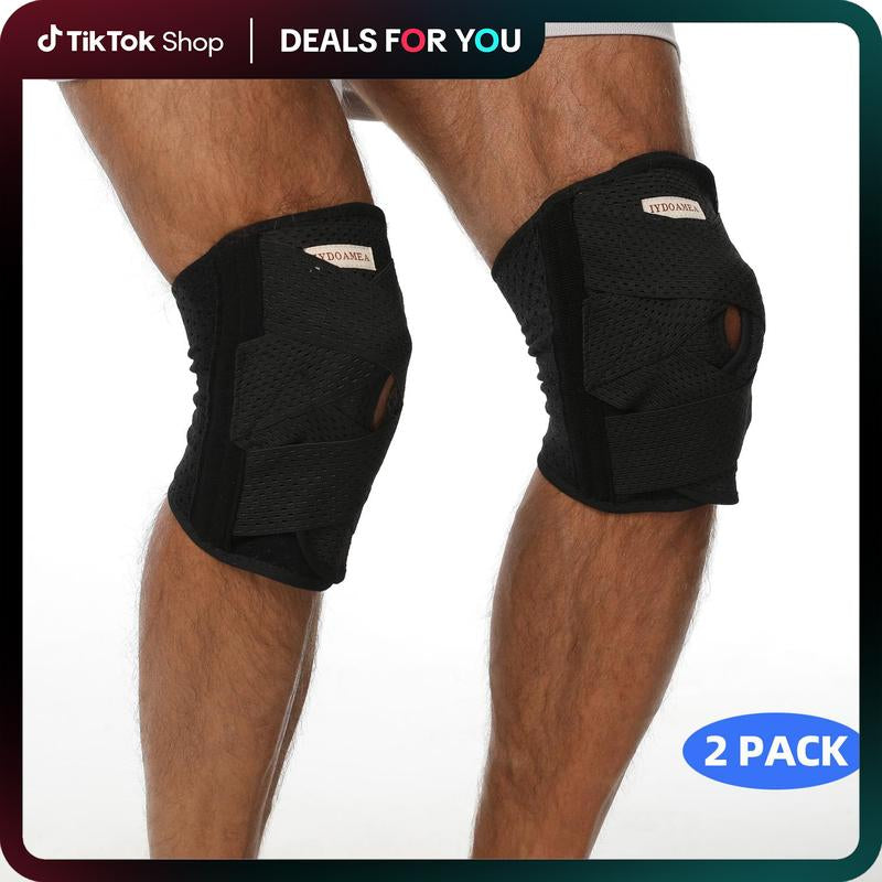 2 Pack Iydoamea plus Size Knee Compression Wrap Brace (Order a Size Up), Breathable Adjustable Knee Brace for Men and Women, Knee Brace with Side Stabilizers Outdoorfun Dealsforyoudays