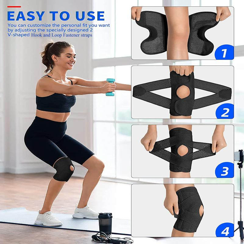 2 Pack Iydoamea plus Size Knee Compression Wrap Brace (Order a Size Up), Breathable Adjustable Knee Brace for Men and Women, Knee Brace with Side Stabilizers Outdoorfun Dealsforyoudays