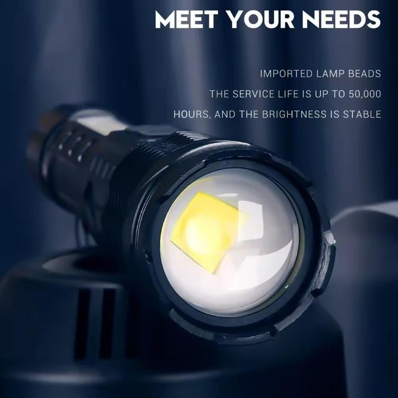 Laser Flashlight High Lumens Rechargeable 1 Pack/2 Pack, Super Bright Led Flashlights with 7 Light Modes, IPX6 Waterproof, Powerful Handheld Flash Light for Camping Home Emergencies