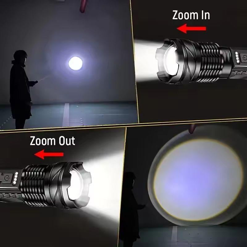 Laser Flashlight High Lumens Rechargeable 1 Pack/2 Pack, Super Bright Led Flashlights with 7 Light Modes, IPX6 Waterproof, Powerful Handheld Flash Light for Camping Home Emergencies